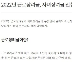 2022년 근로장려금 자녀장려금 신청방법과 자격요건 알아보기